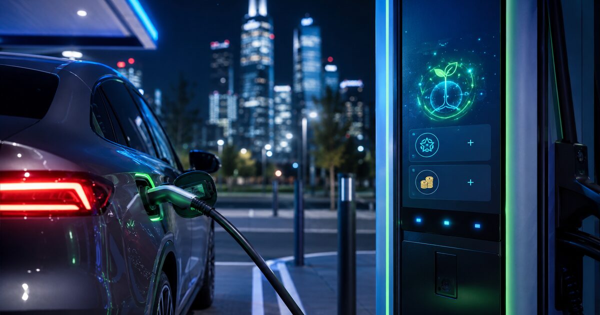 E-Auto lädt an EnBW Schnellladestation – EnBW Collect Bonusprogramm