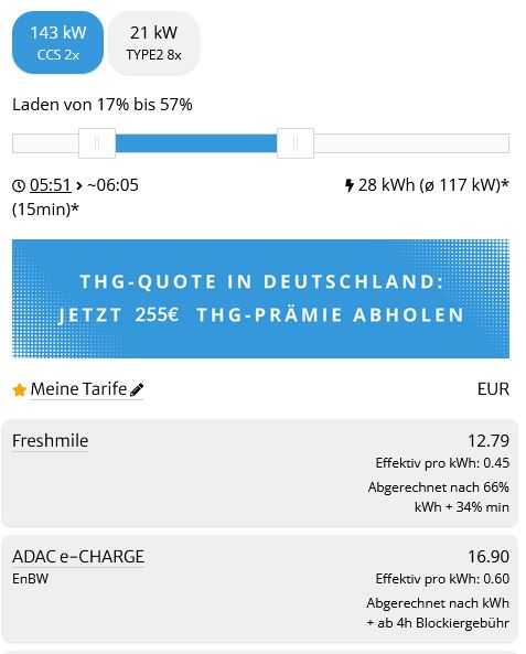 Freshmile – Preisbeispiel für öffentliches Laden